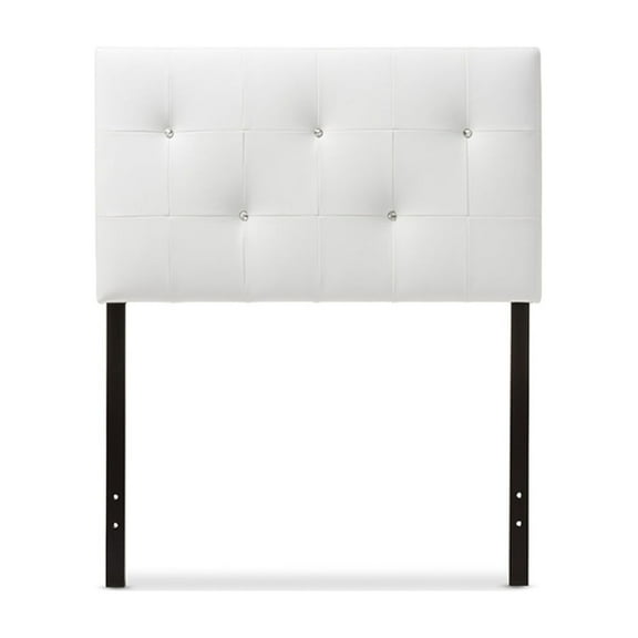 Baxton Studio Kirchem Modern and Contemporary White Faux Leather Upholstered Twin Size Headboard,Wholesale Interiors