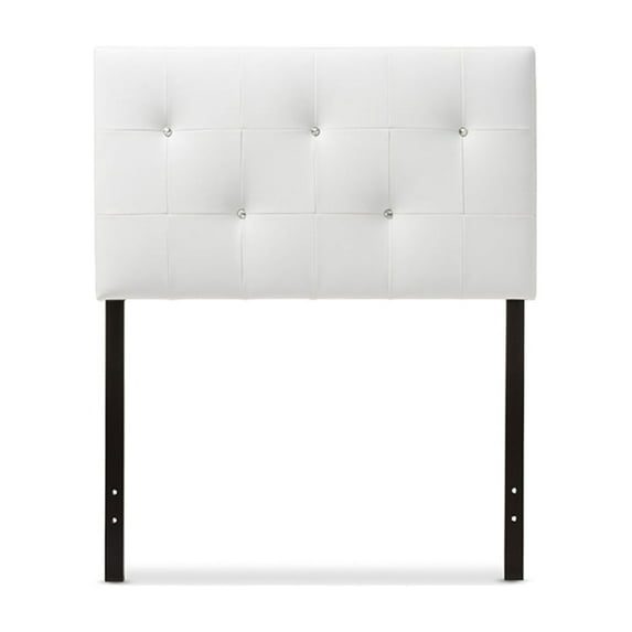 Baxton Studio Kirchem Modern and Contemporary White Faux Leather Upholstered Twin Size Headboard,Wholesale Interiors