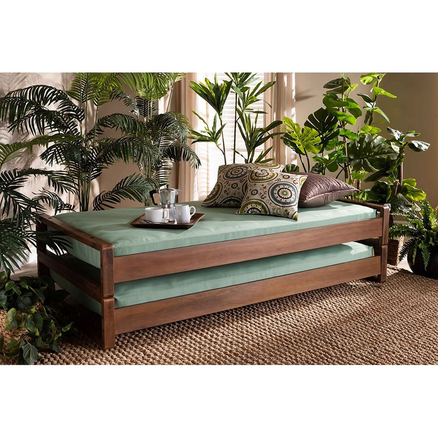 Baxton Studio Klara Modern and Contemporary Walnut Finished Wood Expandable Twin Size to King Size Bed Frame
