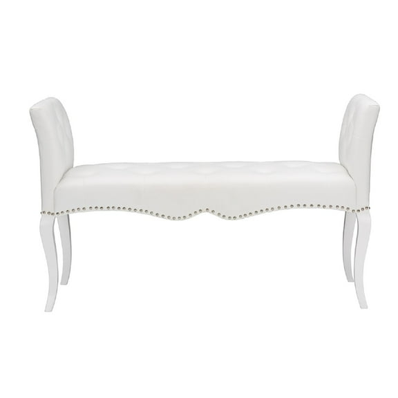 Baxton Studio Kristy Modern and Contemporary White Faux Leather Classic Seating Bench