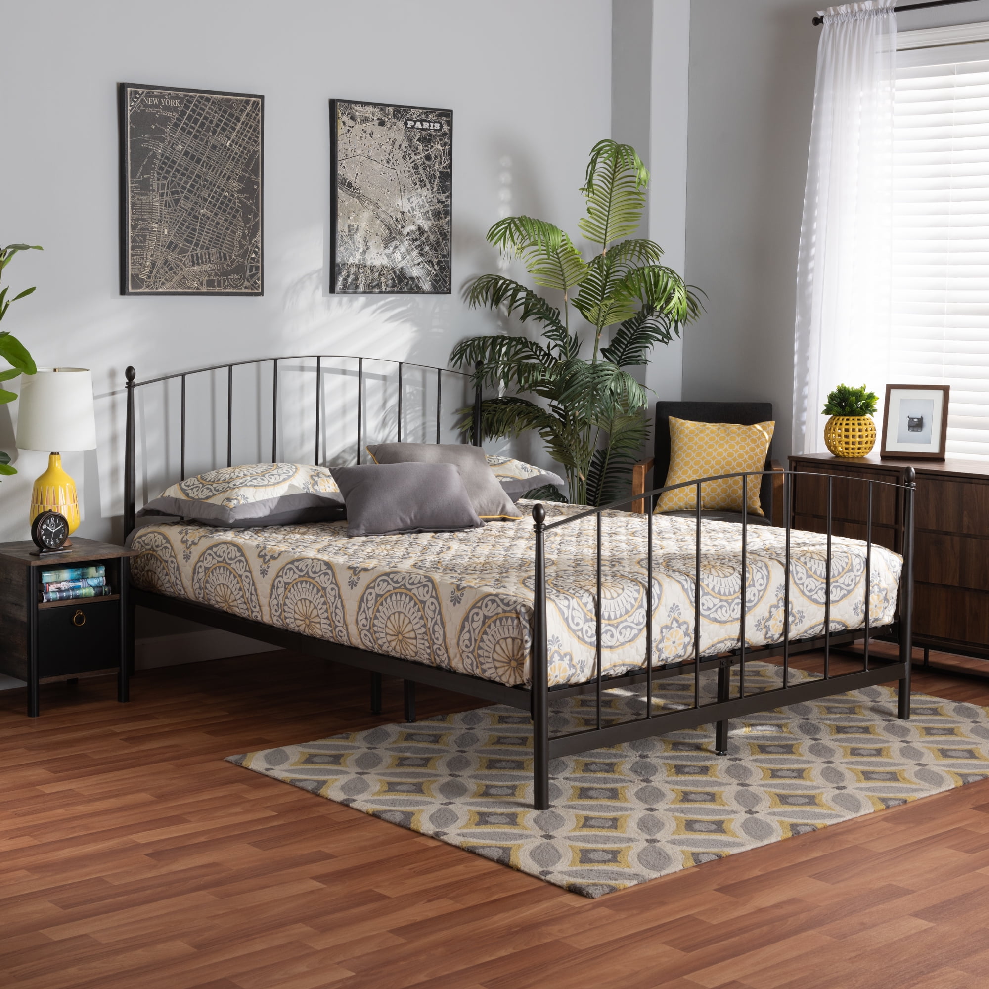 Baxton Studio Lana Modern Engineered Wood Platform Bed, Queen, Black