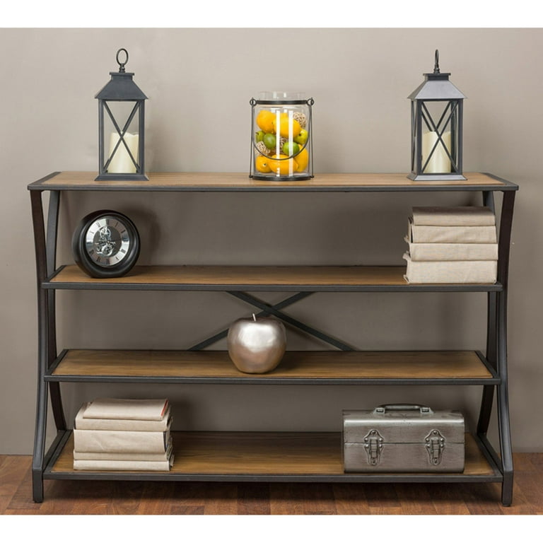 Baxton Studio Lancashire Brown Wood & Metal Bookcase Baxton Studio Lancashire Brown Wood & Metal Bookcase