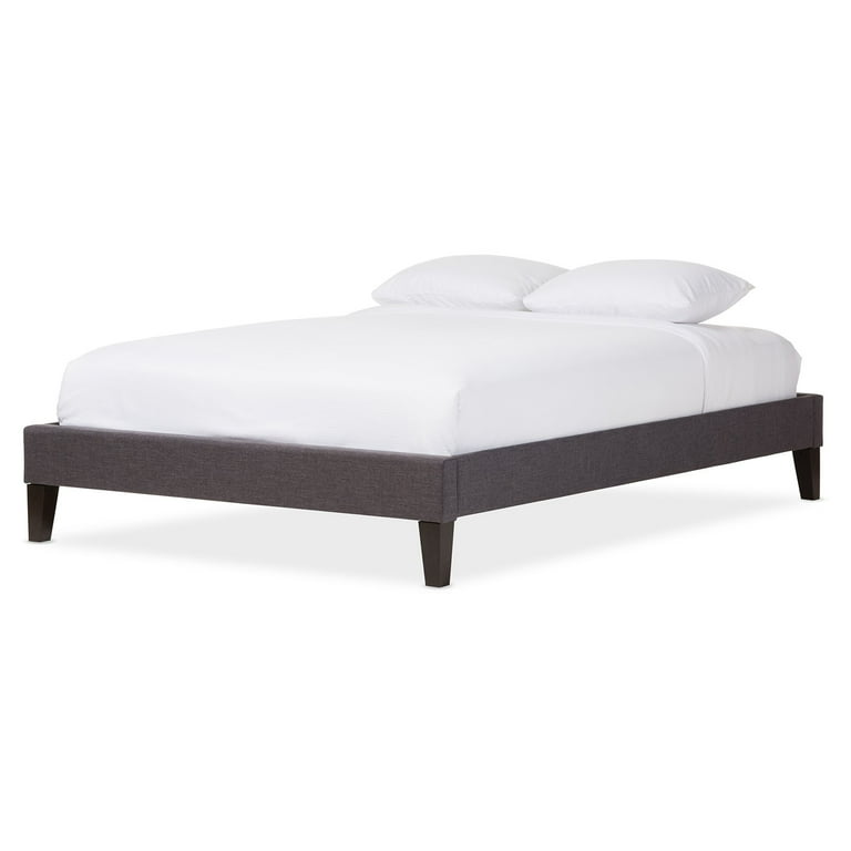 Baxton Studio Lancashire Modern and Contemporary Grey Fabric Upholstered Full Size Bed Frame with Tapered Legs Baxton Studio Lancashire Modern and Contemporary Grey Fabric Upholstered Full Size Bed Frame with Tapered Legs