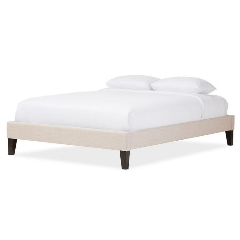 Baxton Studio Lancashire Modern and Contemporary Beige Linen Fabric Upholstered Full Size Bed Frame with Tapered Legs Baxton Studio Lancashire Modern and Contemporary Beige Linen Fabric Upholstered Full Size Bed Frame with Tapered Legs