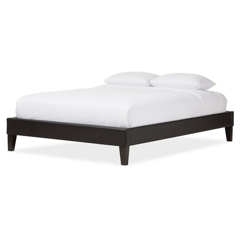 Baxton Studio Lancashire Modern and Contemporary Black Faux Leather Upholstered Full Size Bed Frame with Tapered Legs Baxton Studio Lancashire Modern and Contemporary Black Faux Leather Upholstered Full Size Bed Frame with Tapered Legs