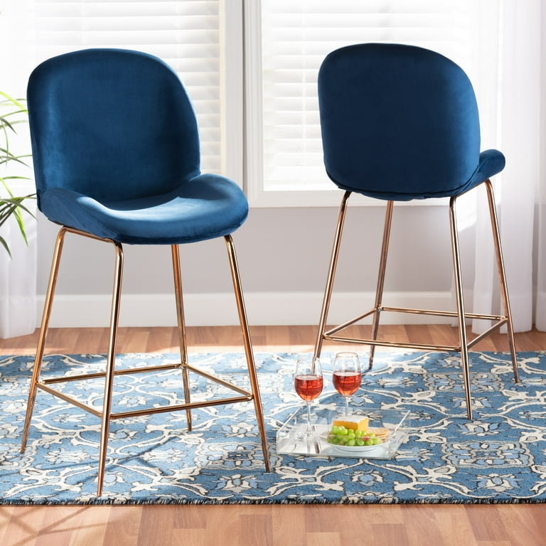 Navy blue metal online bar stools