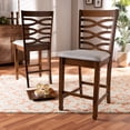 thumbnail image 1 of Baxton Studio Lanier Modern and Contemporary Grey Fabric Upholstered Walnut Brown Finished 2-Piece Wood Counter Height Pub Chair Set, 1 of 1