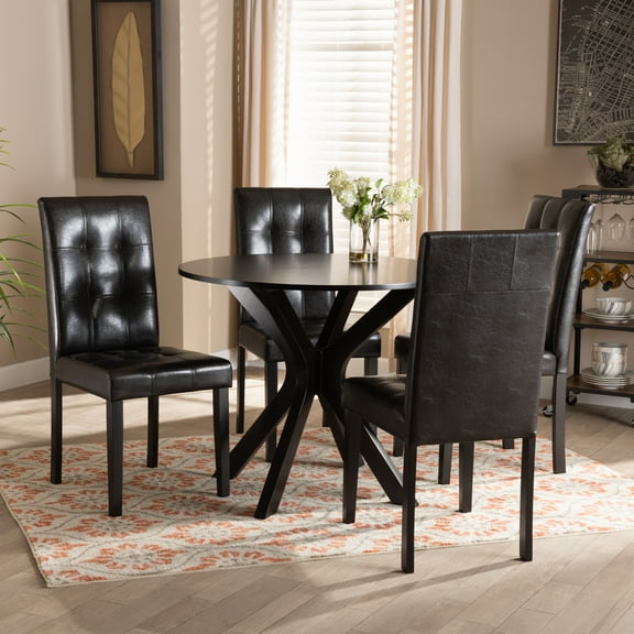 Baxton Studio Marie Modern Dining Set, Espresso Brown