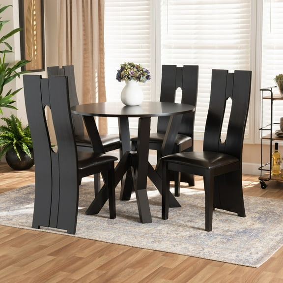 Baxton Studio Senan Modern Dining Set, Espresso Brown