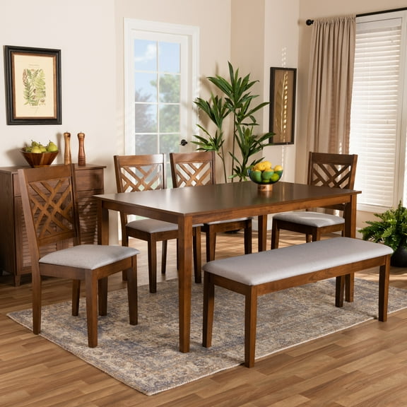 Baxton Studio Gustavo Modern Dining Set, Walnut