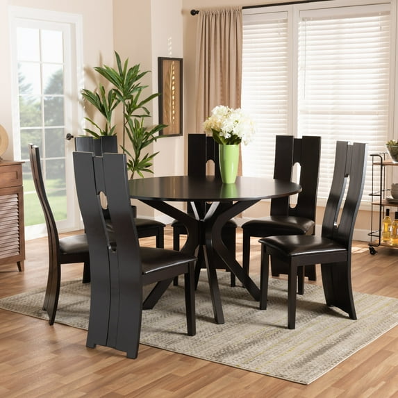 Baxton Studio Kenyon Modern Dining Set, Espresso Brown