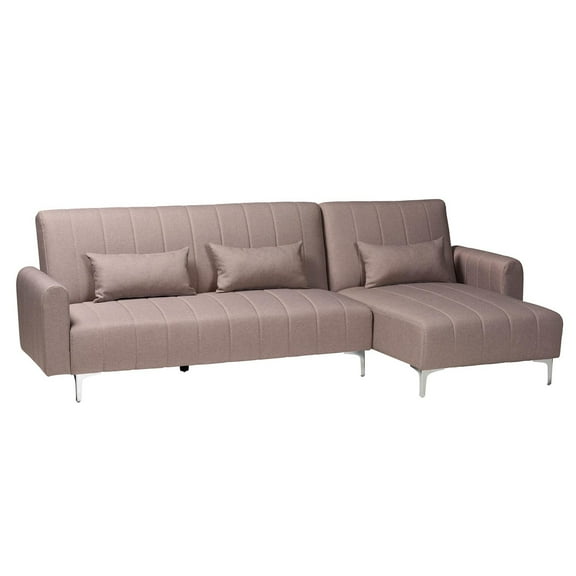 Baxton Studio Lanoma Clay Fabric Upholstered Convertible Sleeper Sofa