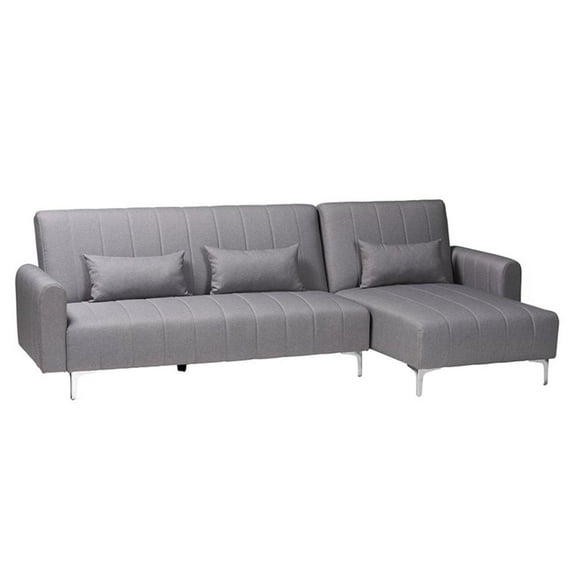 Baxton Studio Lanoma Slate Gray Fabric Upholstered Convertible Sleeper Sofa