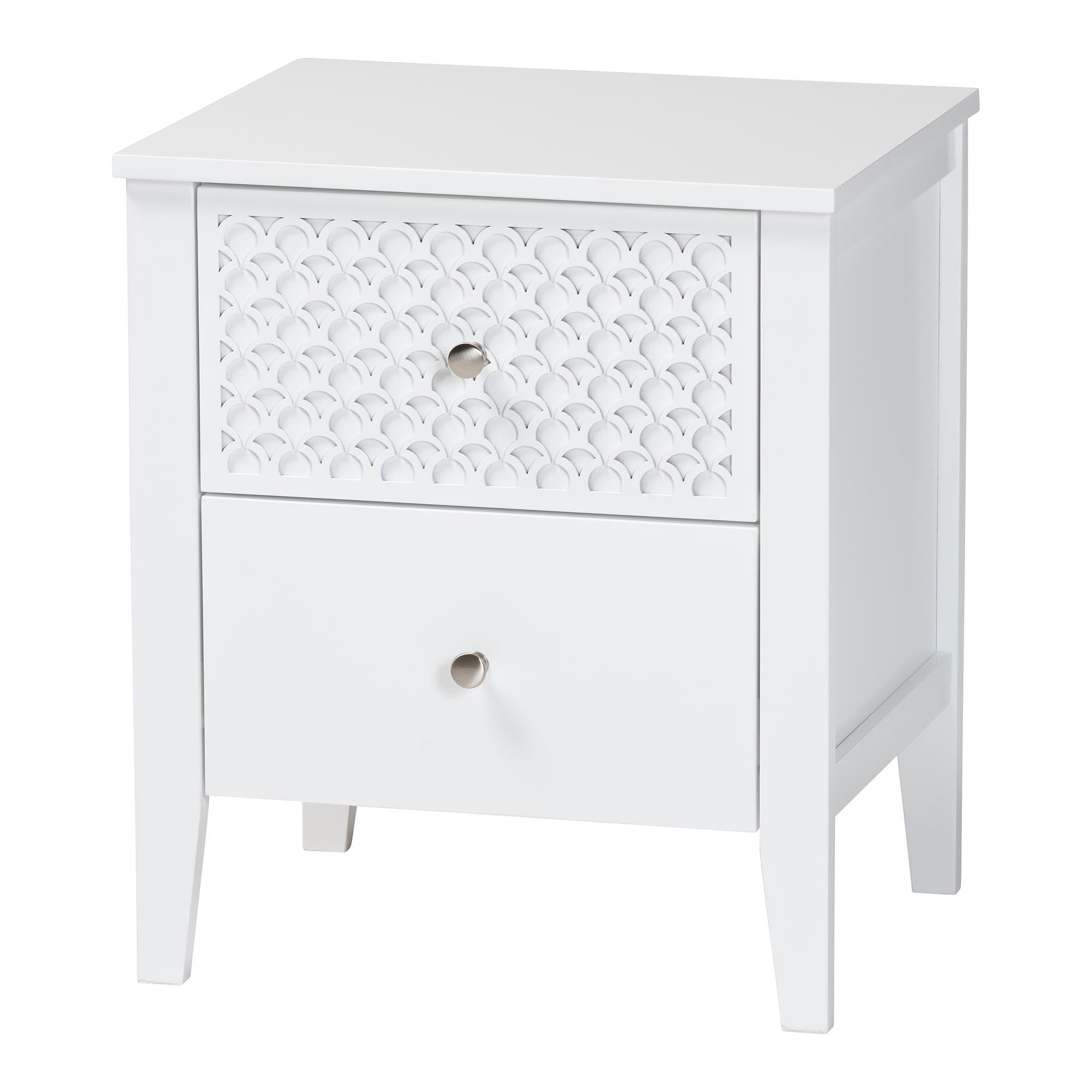 Baxton Studio Lara Modern Nightstand, 2-Drawer, White