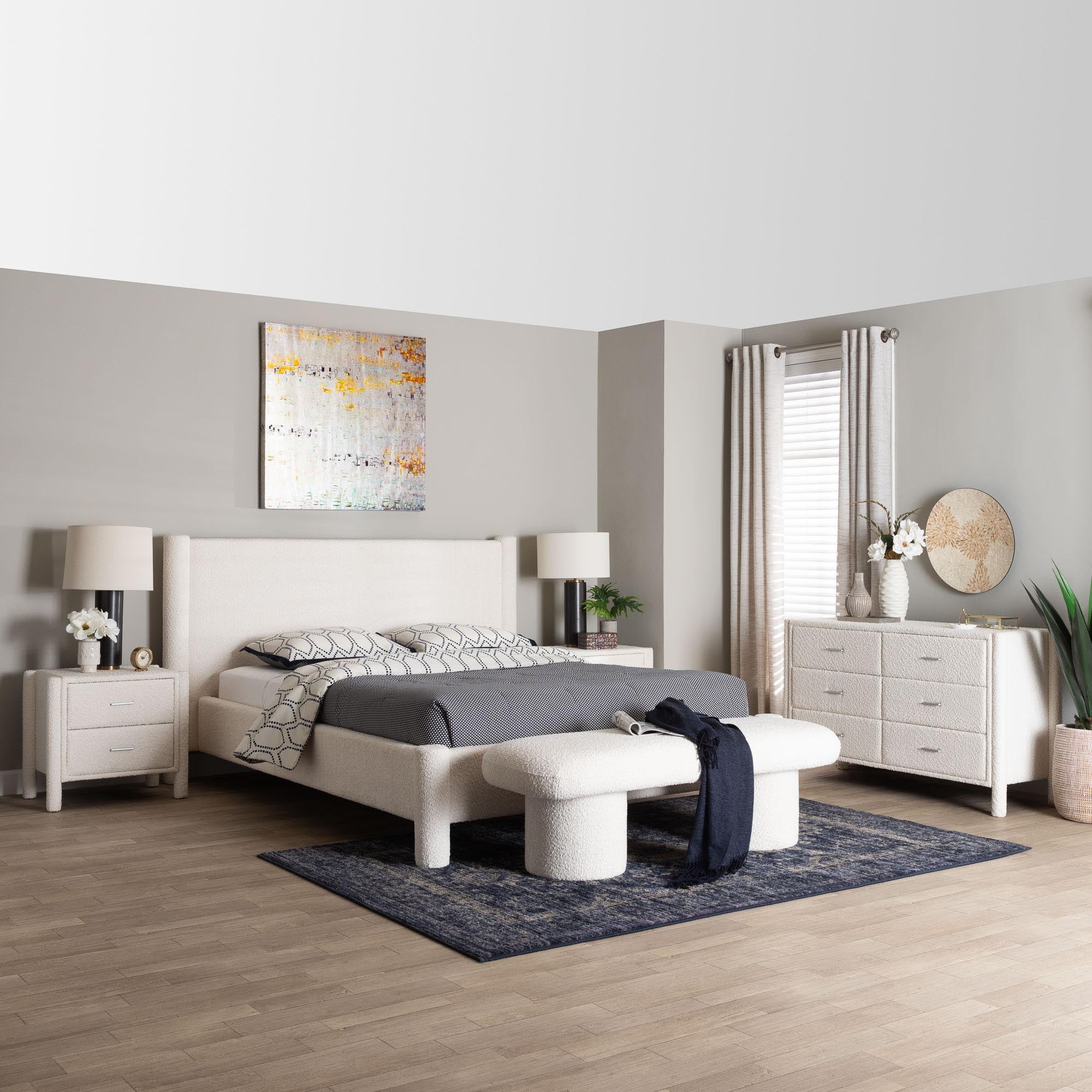 Baxton Studio Laria Modern Bedroom Set, 5-Piece, King, White