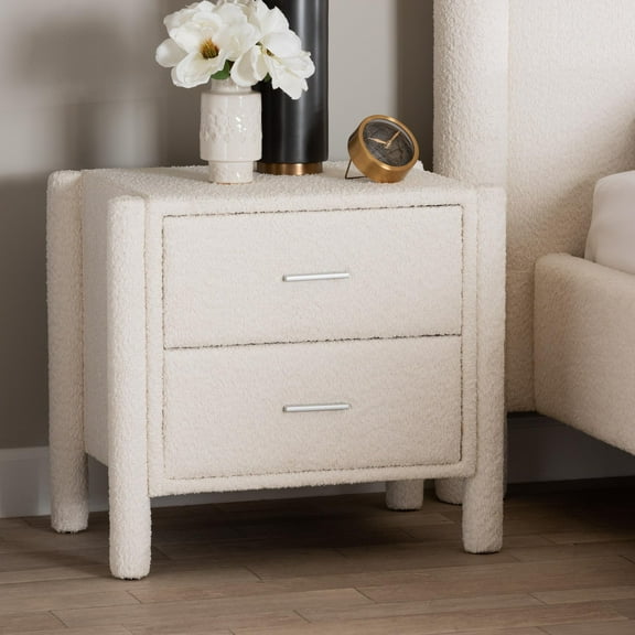 Baxton Studio Laria Modern Nightstand, 2-Drawer, White
