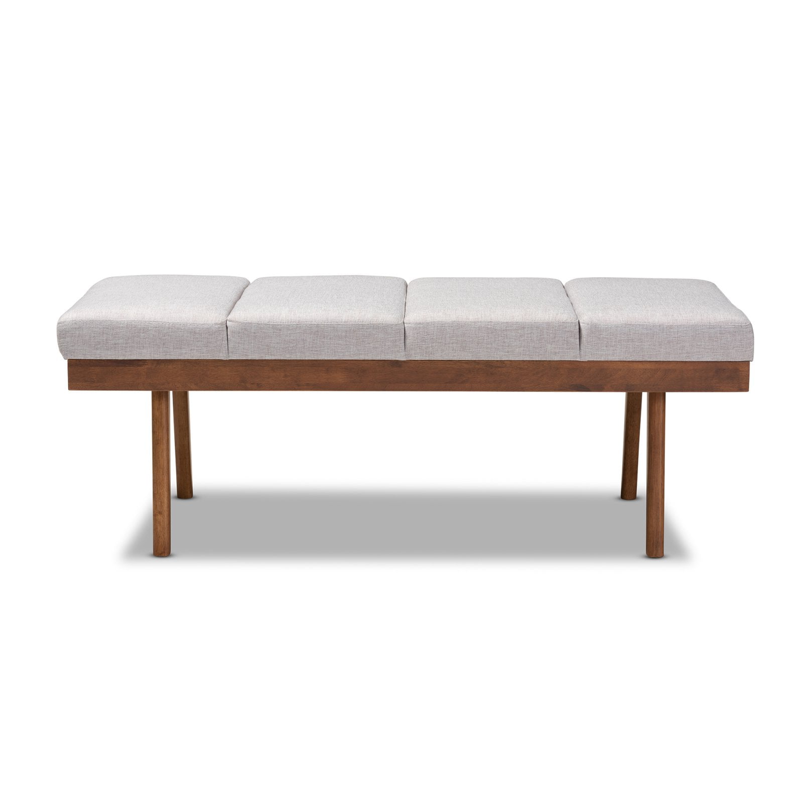 Larisa Beige and Walnut Brown Upholstered Wood Bench
