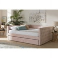 thumbnail image 1 of Baxton Studio Larkin Modern and Contemporary Pink Velvet Fabric Upholstered Full Size Daybed with Trundle, 1 of 7