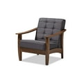 thumbnail image 1 of Baxton Studio Larsen Mid-Century Modern Gray Fabric Upholstered Walnut Wood Lounge Chair, 1 of 5