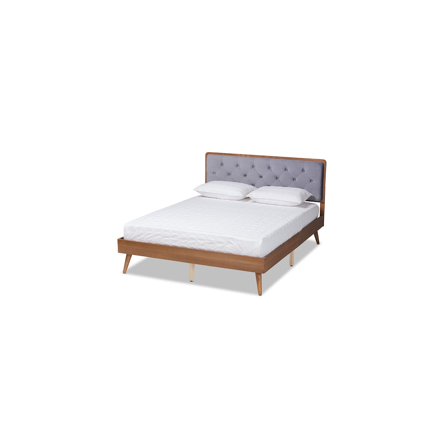 Larue Velvet Upholstered King Platform Bed with Tufted Headboard