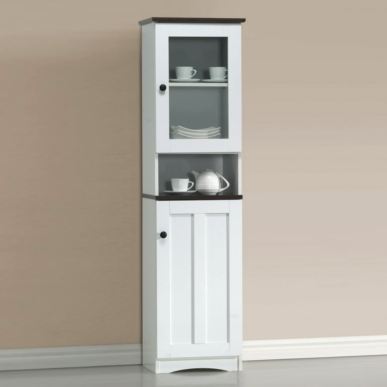 Baxton Studio Lauren Modern and Contemporary Two-tone White and Dark Brown Buffet and Hutch Kitchen Cabinet Baxton Studio Lauren Modern and Contemporary Two-tone White and Dark Brown Buffet and Hutch Kitchen Cabinet