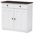 thumbnail image 1 of Baxton Studio Lauren Modern and Contemporary 2-Tone White and Dark Brown Buffet Kitchen Cabinet with 2 Doors and 2 Drawers, 1 of 4