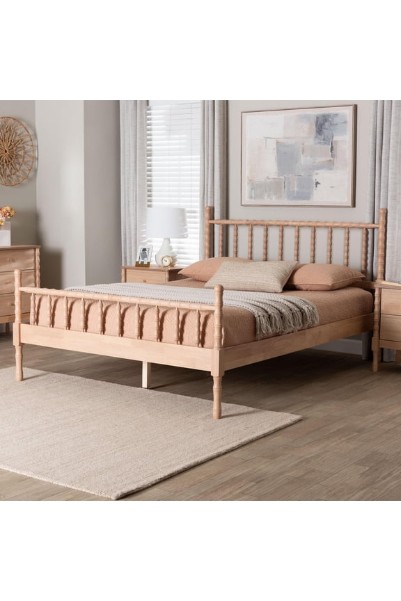 Laurent Mid-Century Platform Bed, Queen, Beech Brown