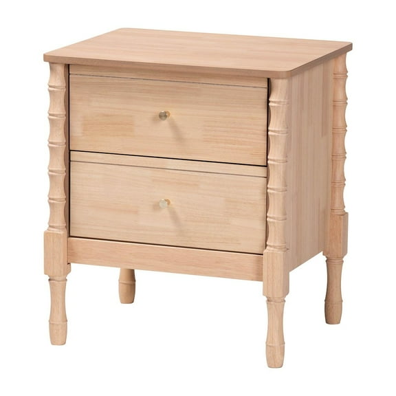Baxton Studio Laurent Nightstand 2-Drawer Bedside Table with Bamboo