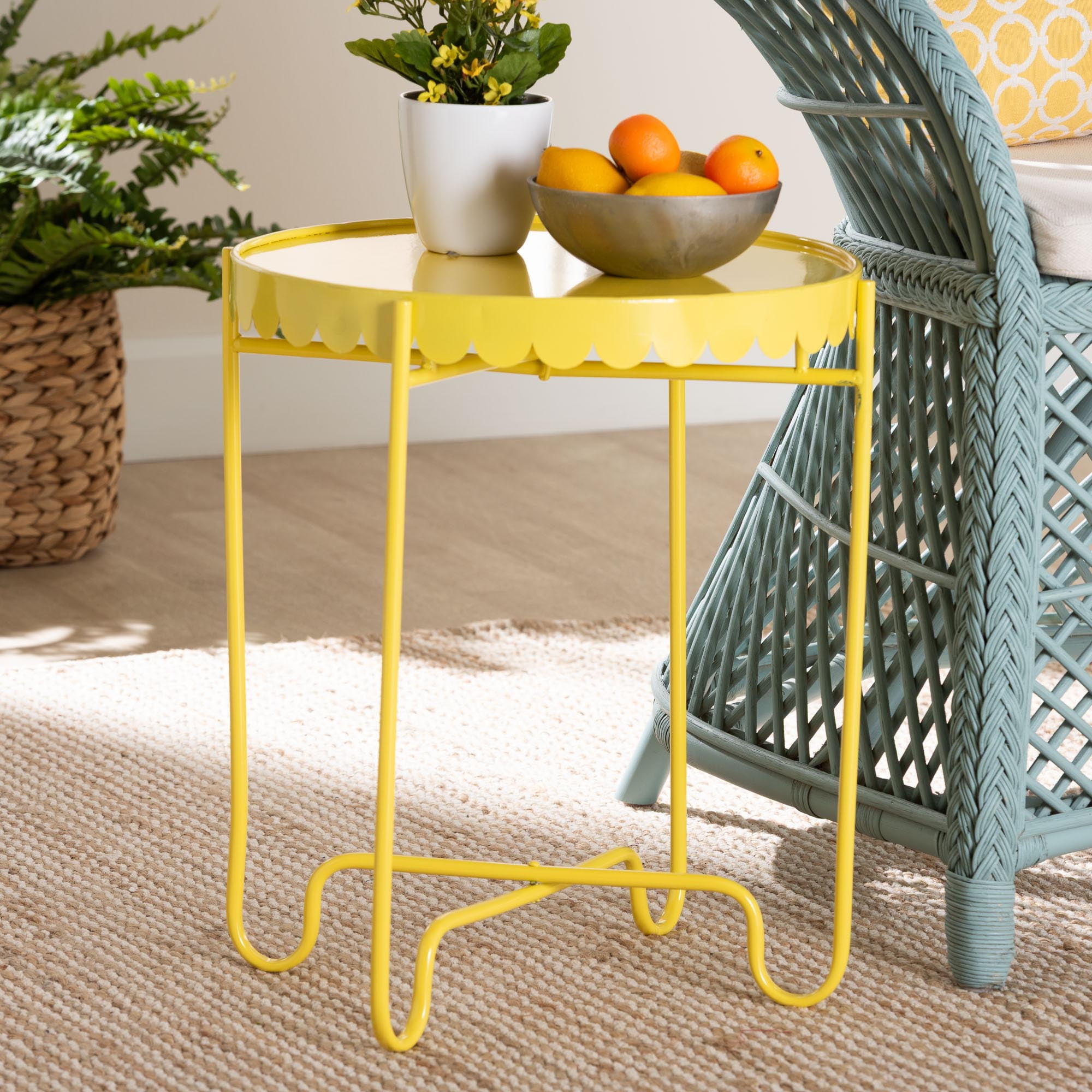 Baxton Studio Laverne Modern Accent Table, 16"W, Yellow