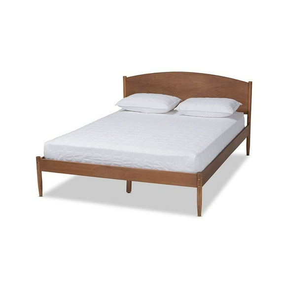 Baxton Studio Leanora Mid-Century Modern Ash Wanut Finished Queen Size Wood Platform Bed