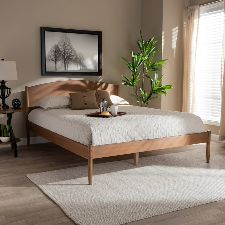 Baxton Studio Leanora Mid-Century Modern Ash Wanut Finished King Size Wood Platform Bed Baxton Studio Leanora Mid-Century Modern Ash Wanut Finished King Size Wood Platform Bed