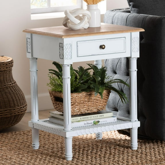 Baxton Studio Legrand French Provincial End Table, 1-Drawer, White