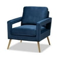 thumbnail image 1 of Baxton Studio Leland Glam and Luxe Navy Blue Velvet Fabric Upholstered and Gold Finished Armchair, 1 of 5