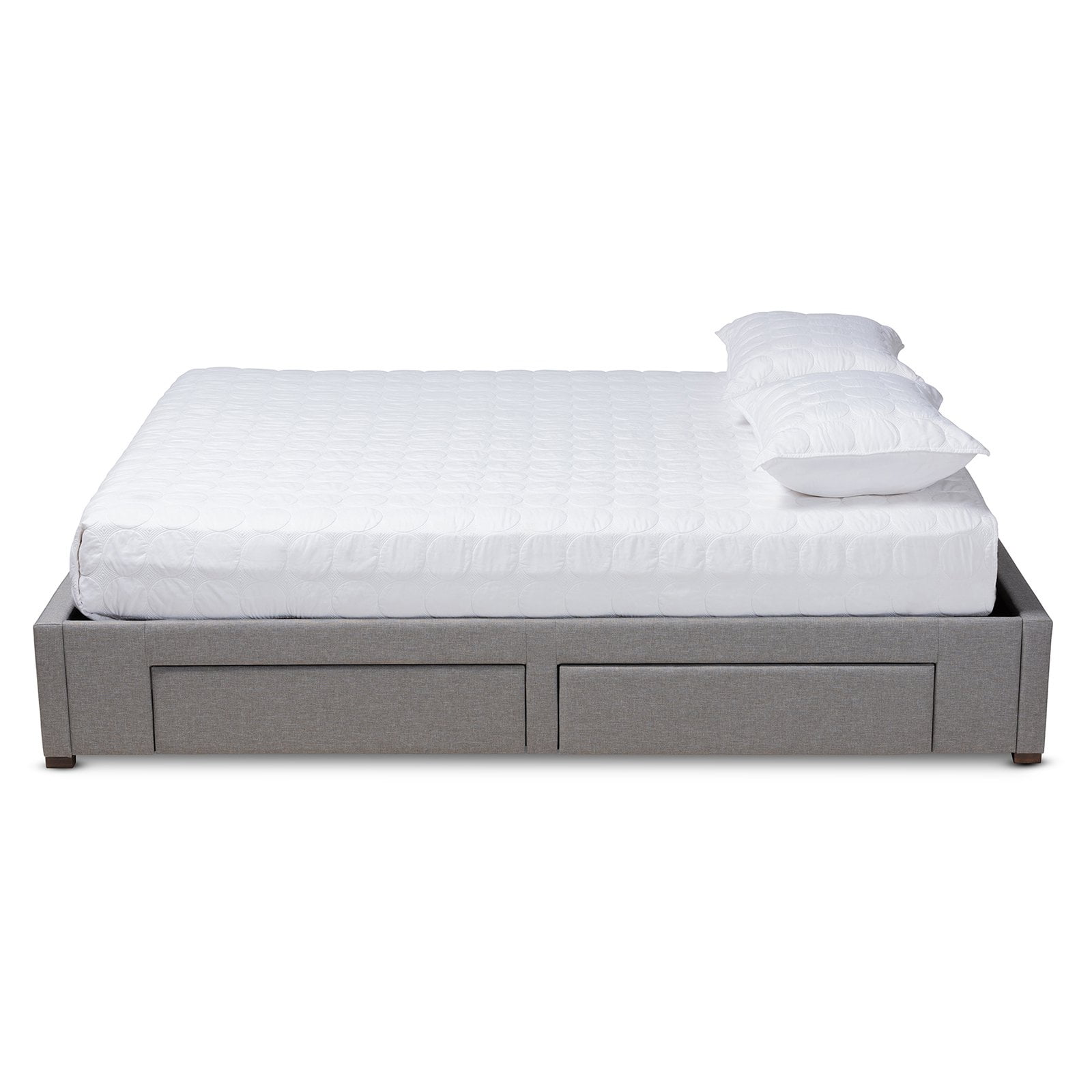 Leni King-Sized Light Grey Upholstered Bed Frame with Storage Drawers
