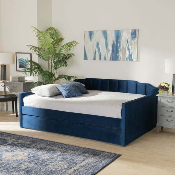 Baxton Studio Modern Elegant Engineered Wood Twin Daybed with Trundle Navy Blue
