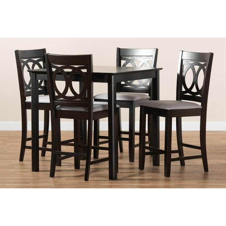 Baxton Studio Lenoir Modern and Contemporary Gray Fabric Upholstered Espresso Brown Finished 5 Piece Wood Pub Set Walmart