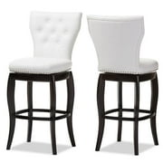 Baxton Studio Leonice Modern and Contemporary Upholstered Button-tufted 29-Inch Swivel Bar Stool, Multiple Colors