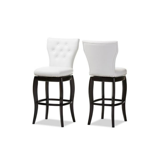 Baxton Studio Leonice Modern and Contemporary Upholstered Button-tufted 29-Inch Swivel Bar Stool, Multiple Colors