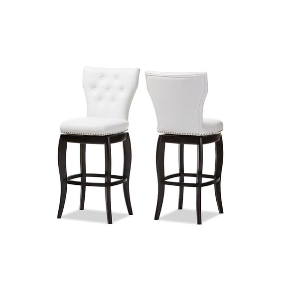 Baxton Studio Leonice Modern and Contemporary Upholstered Button-tufted 29-Inch Swivel Bar Stool, Multiple Colors
