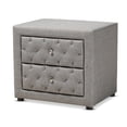 thumbnail image 1 of Baxton Studio Lepine Modern and Contemporary Gray Fabric Upholstered 2-Drawer Wood Nightstand, 1 of 8