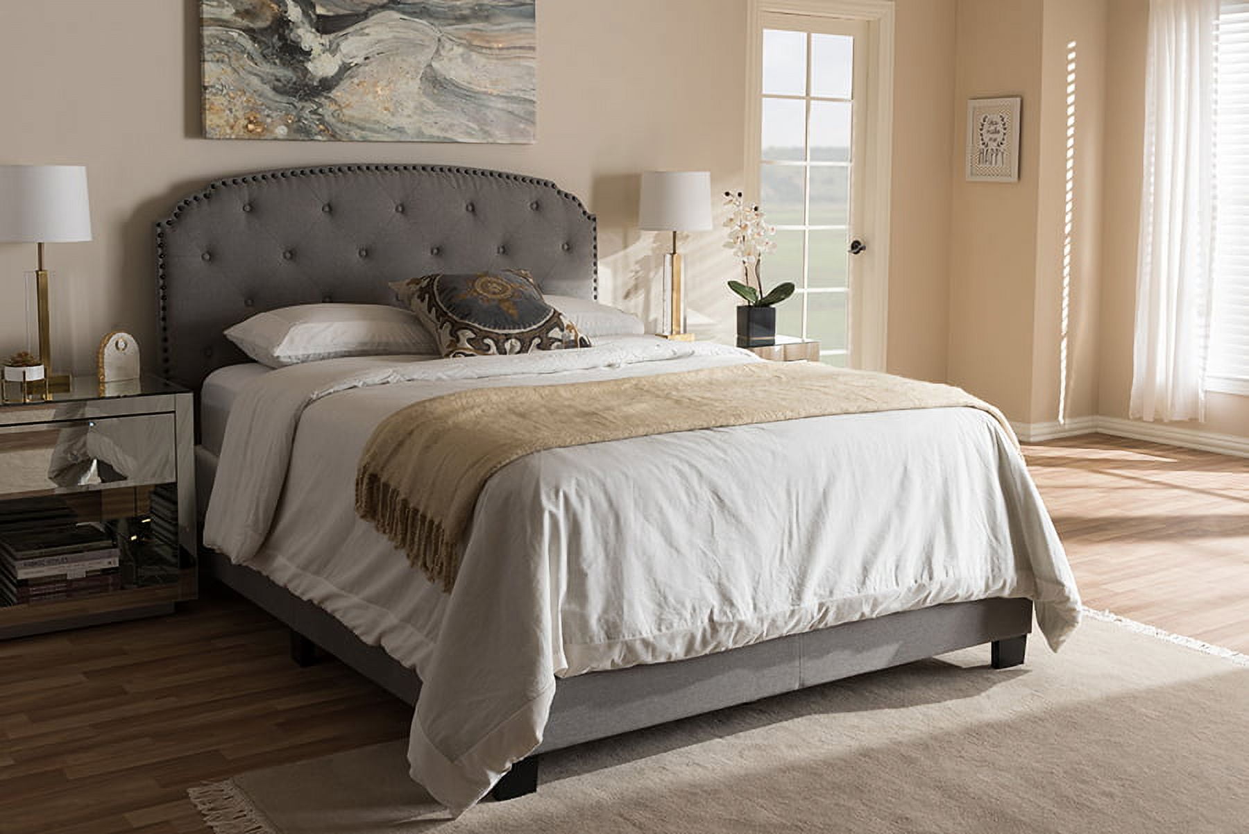 Baxton Studio Lexi Light Grey Fabric Upholstered Queen Size Bed ...