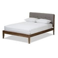 thumbnail image 1 of Baxton Studio Leyton Mid-Century Gray Fabric and Medium Brown Finish Wood King-Size Platform Bed, 1 of 8