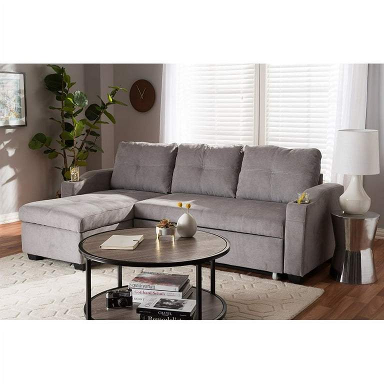 Baxton Studio Lianna Modern and Contemporary Dark Grey Fabric Upholstered Sectional Sofa