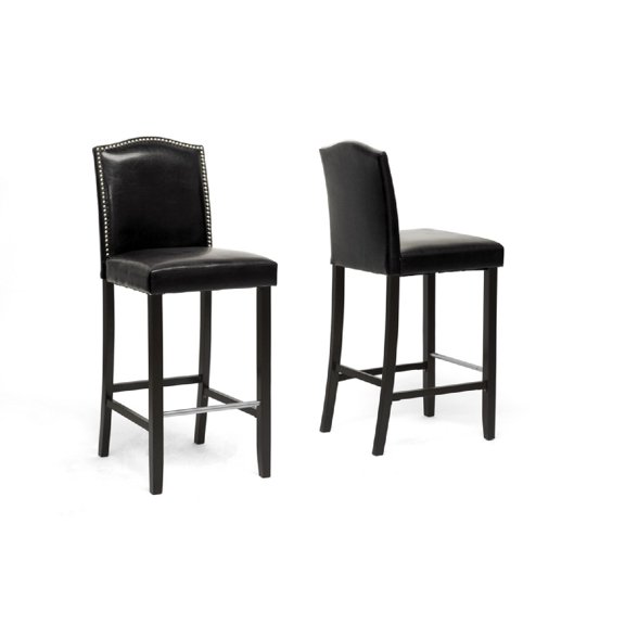 Baxton Studio Libra Black Modern Bar Stool with Nail Head Trim (Set of 2)