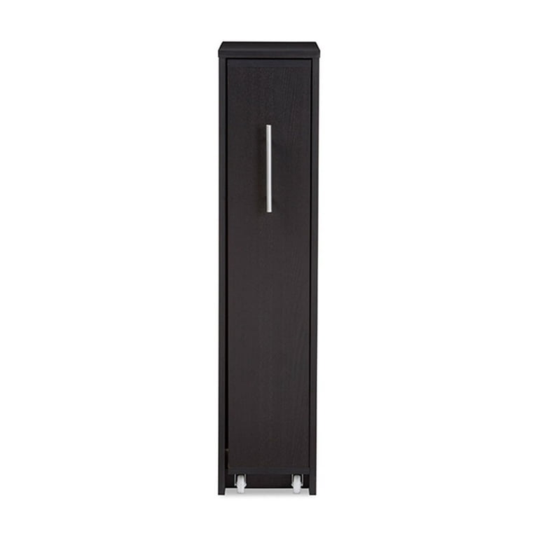 Baxton Studio Lindo Dark Brown Wood Bookcase with One Pulled-out Door Shelving Cabinet Baxton Studio Lindo Dark Brown Wood Bookcase with One Pulled-out Door Shelving Cabinet
