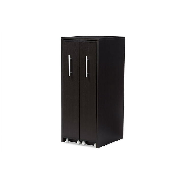 Baxton Studio Lindo Dark Brown Wood Bookcase with Two Pulled-out Doors Shelving Cabinet Baxton Studio Lindo Dark Brown Wood Bookcase with Two Pulled-out Doors Shelving Cabinet