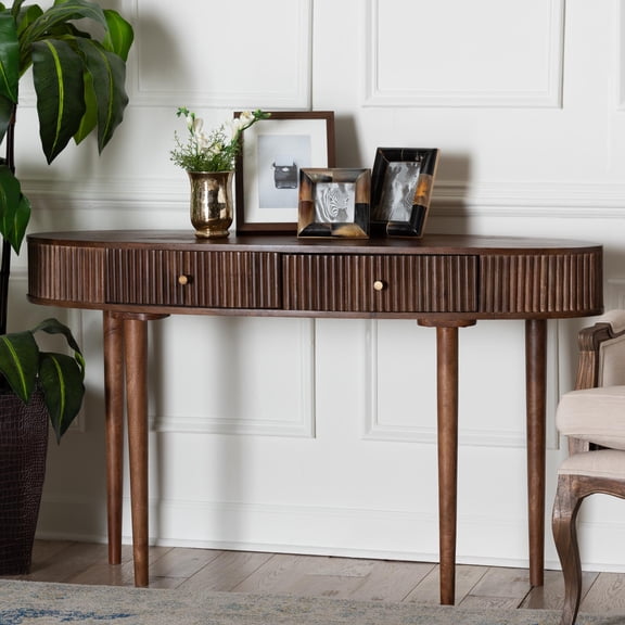 Baxton Studio Linore Rustic Console Table, Walnut Brown