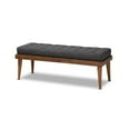 thumbnail image 1 of Baxton Studio Linus Mid-Century Modern Dark Grey Fabric Upholstered and Button Tufted Wood Bench, 1 of 17
