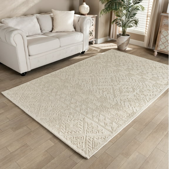 Baxton Studio Linwood Modern and Contemporary Ivory Hand-Tufted Wool Area Rug
