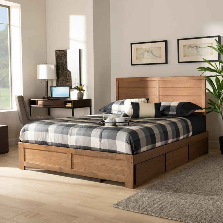 Baxton Studio Lisa Modern and Contemporary Transitional Ash Walnut Brown Finished Wood Full Size 3-Drawer Platform Storage Bed Baxton Studio Lisa Modern and Contemporary Transitional Ash Walnut Brown Finished Wood Full Size 3-Drawer Platform Storage Bed